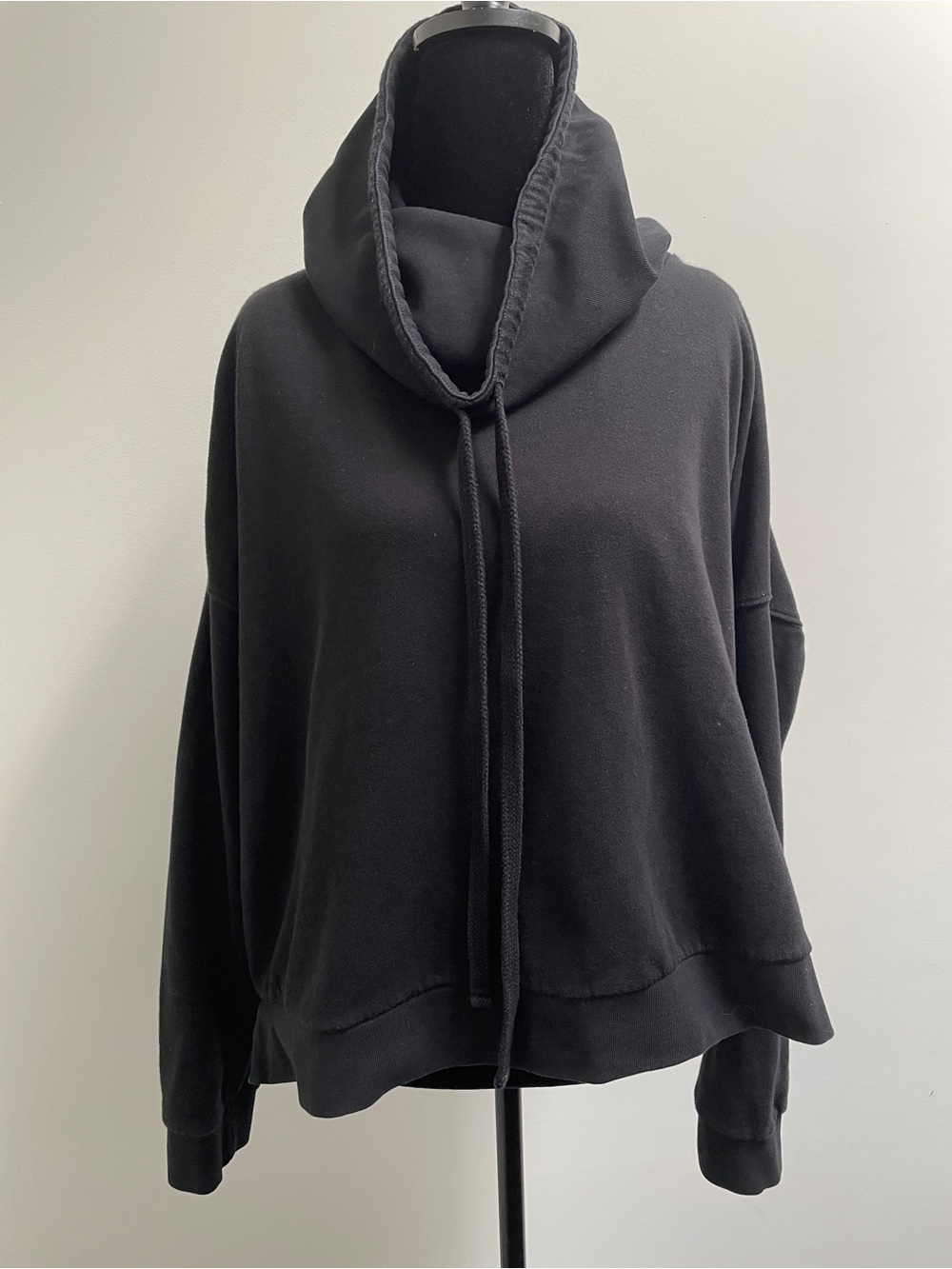 AllSaints Tubo Black Oversized Funnel Neck Sweatshirt M